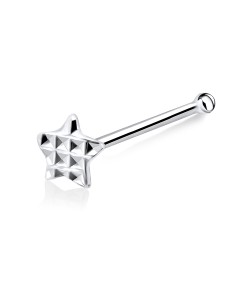 Checked Star Silver Bone Nose Stud NSKD-03b